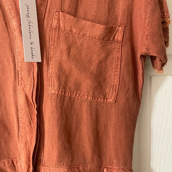 YOUNG FABULOUS & BROKE YFB LINEN BLEND FELIX PAPRIKA ROMPER - XS - Picture 5 of 9